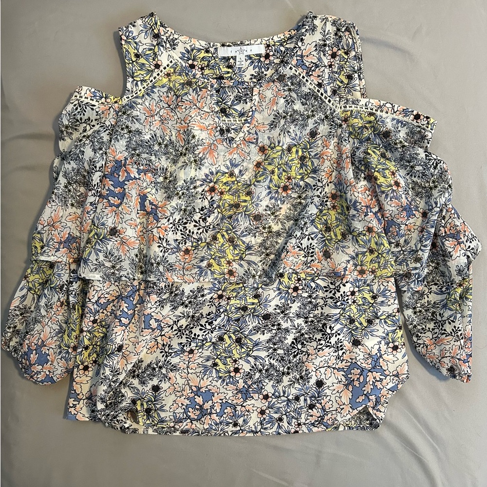 Fever ruffled cold-shoulder top